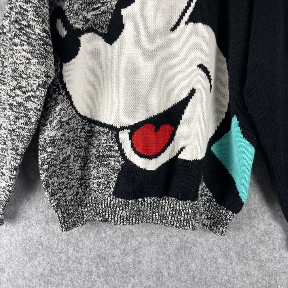 Crew Neck Graphic Minnie Mouse Sweater - Black/Gray/Pink/Teal - Picture 3 of 12